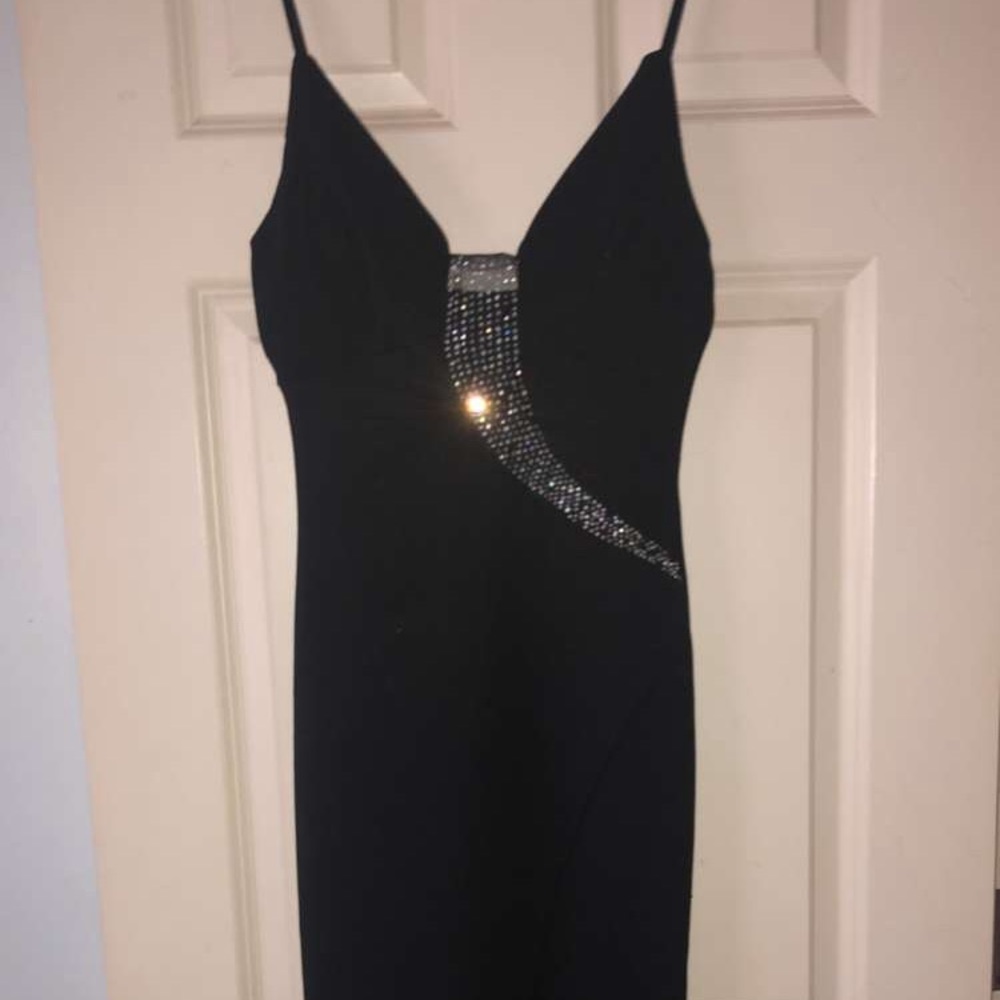 Black rhinestone prom dress